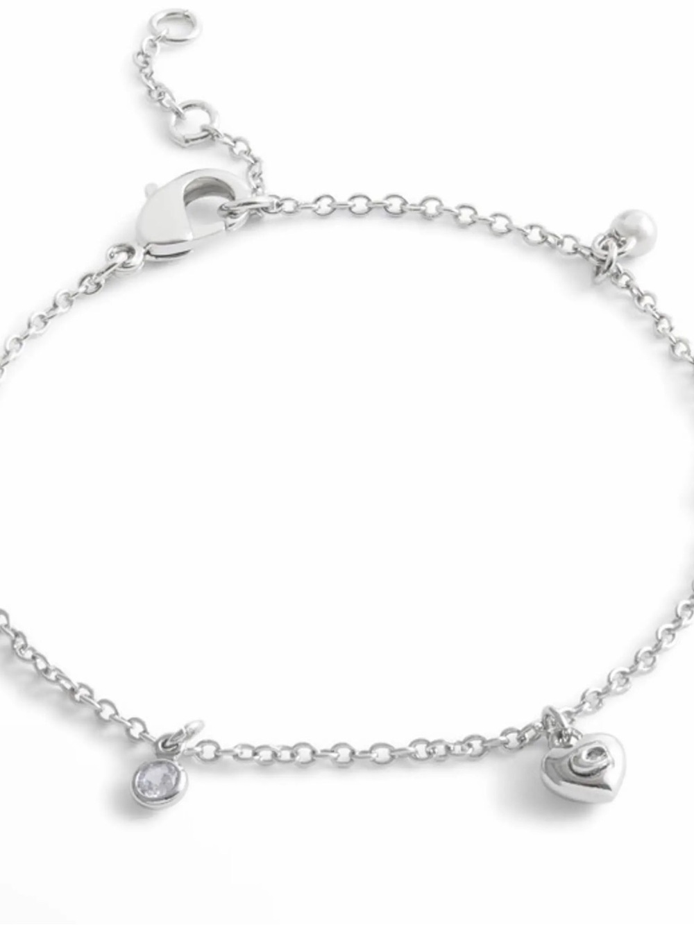 COACH Signature Silver Charm Adjustable Bracelet with Bag NEW
